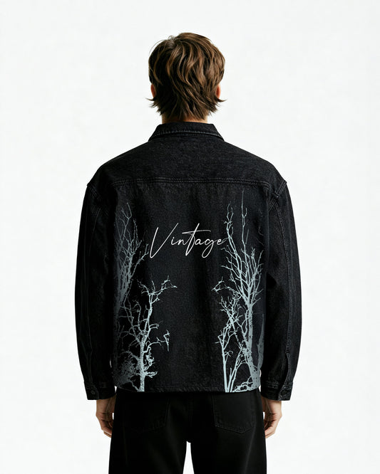 Vintage Black Long Sleeve Denim Shirt