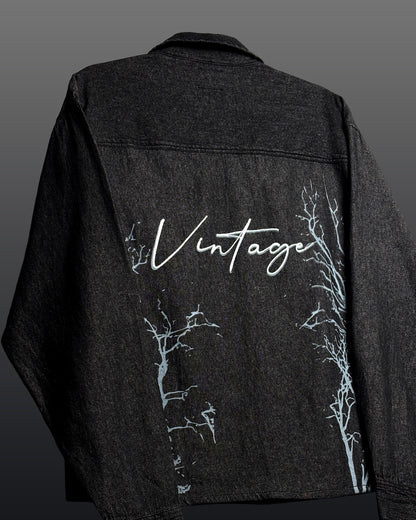 Vintage Black Long Sleeve Denim Shirt