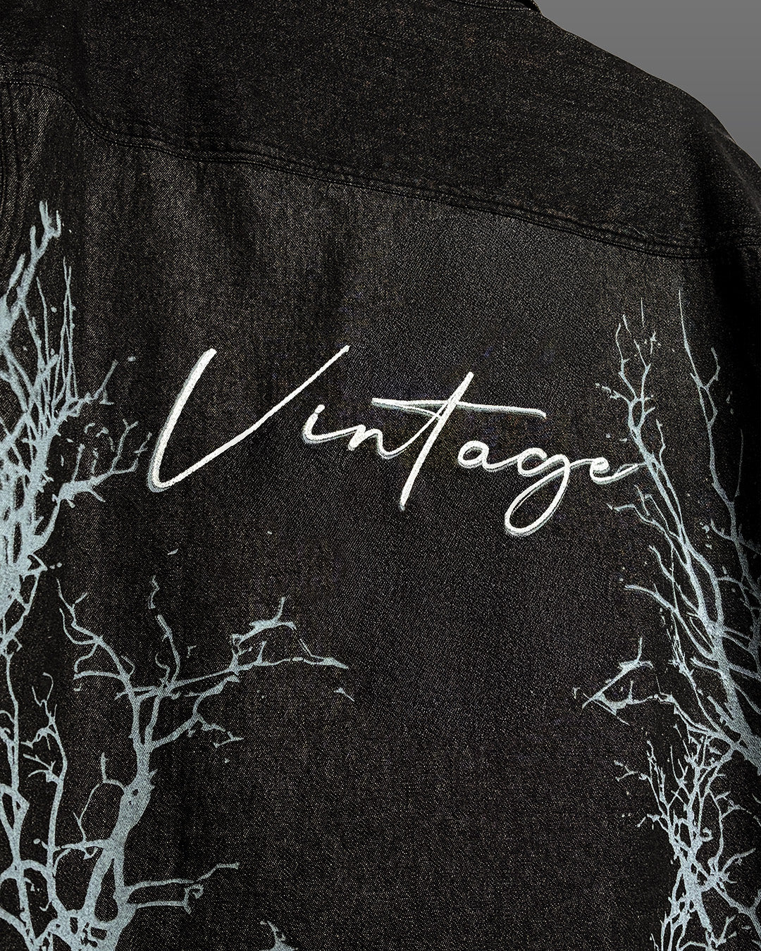 Vintage Black Long Sleeve Denim Shirt