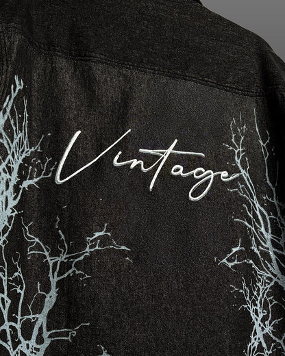 Vintage Black Long Sleeve Denim Shirt