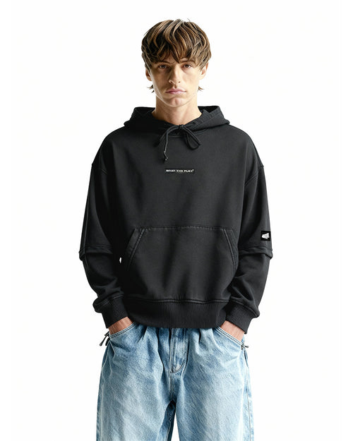 Washed Out  Black Boxy-Fit Hoodie