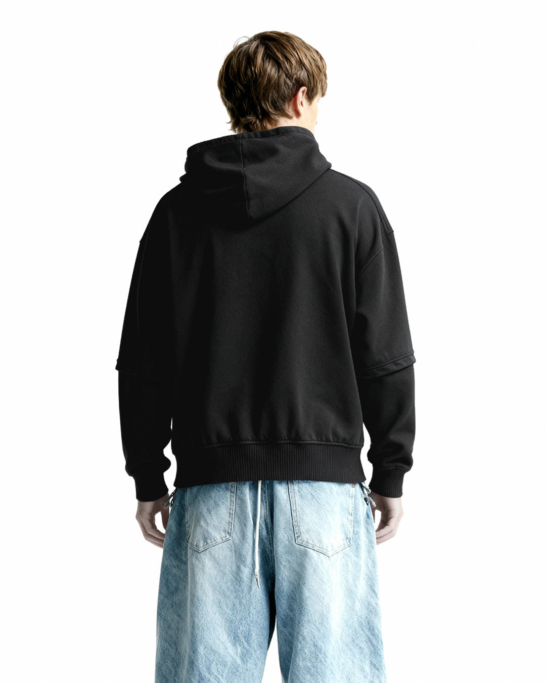 Washed Out  Black Boxy-Fit Hoodie