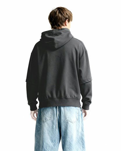Washed Out Black Boxy-Fit Hoodie