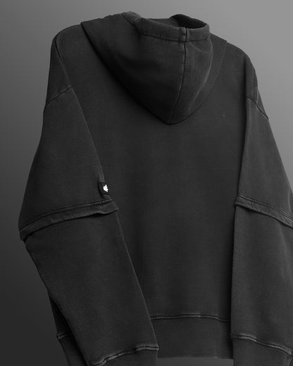 Washed Out  Black Boxy-Fit Hoodie