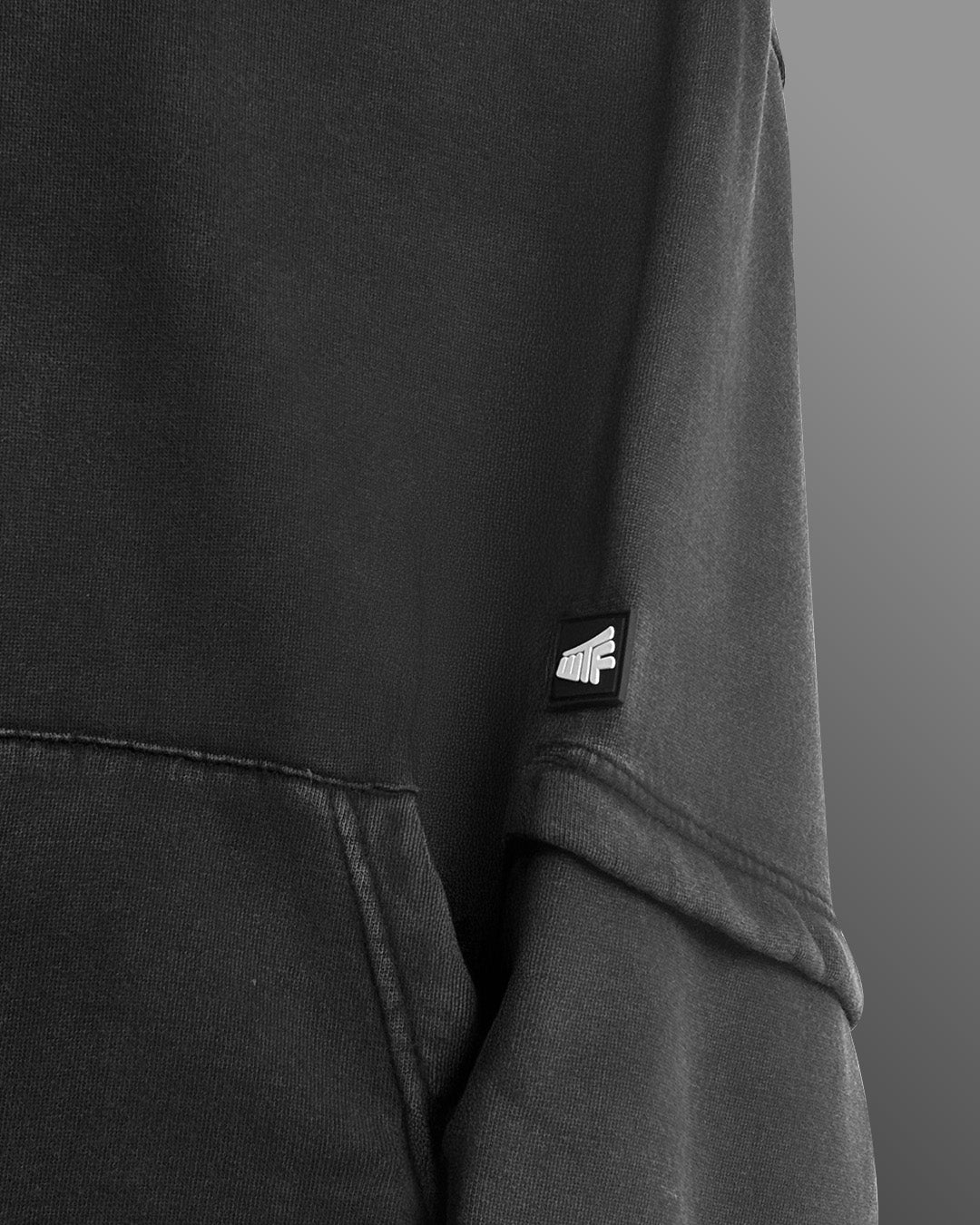 Washed Out  Black Boxy-Fit Hoodie