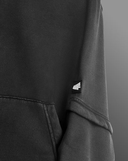 Washed Out  Black Boxy-Fit Hoodie