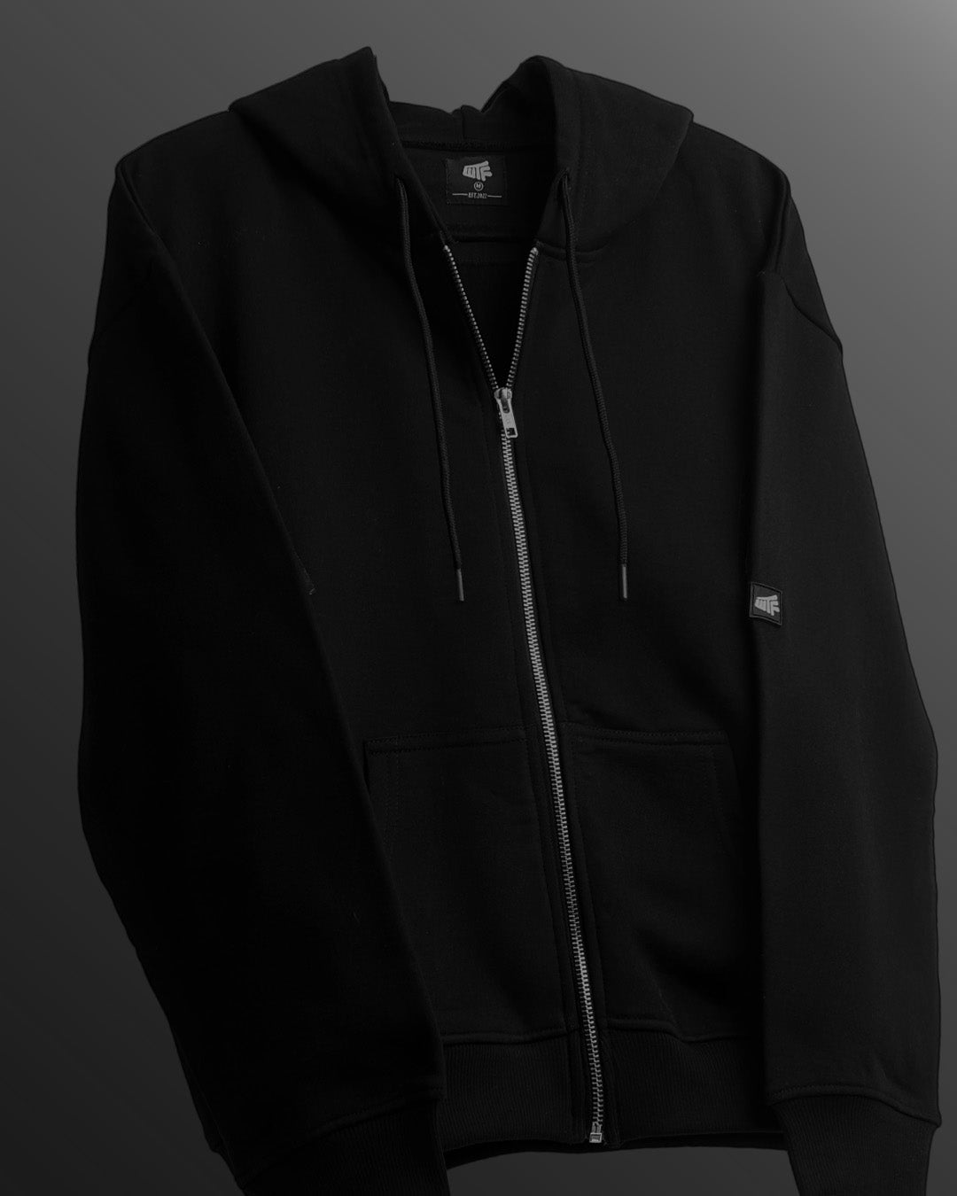 Black Blank Zipper Hoodie