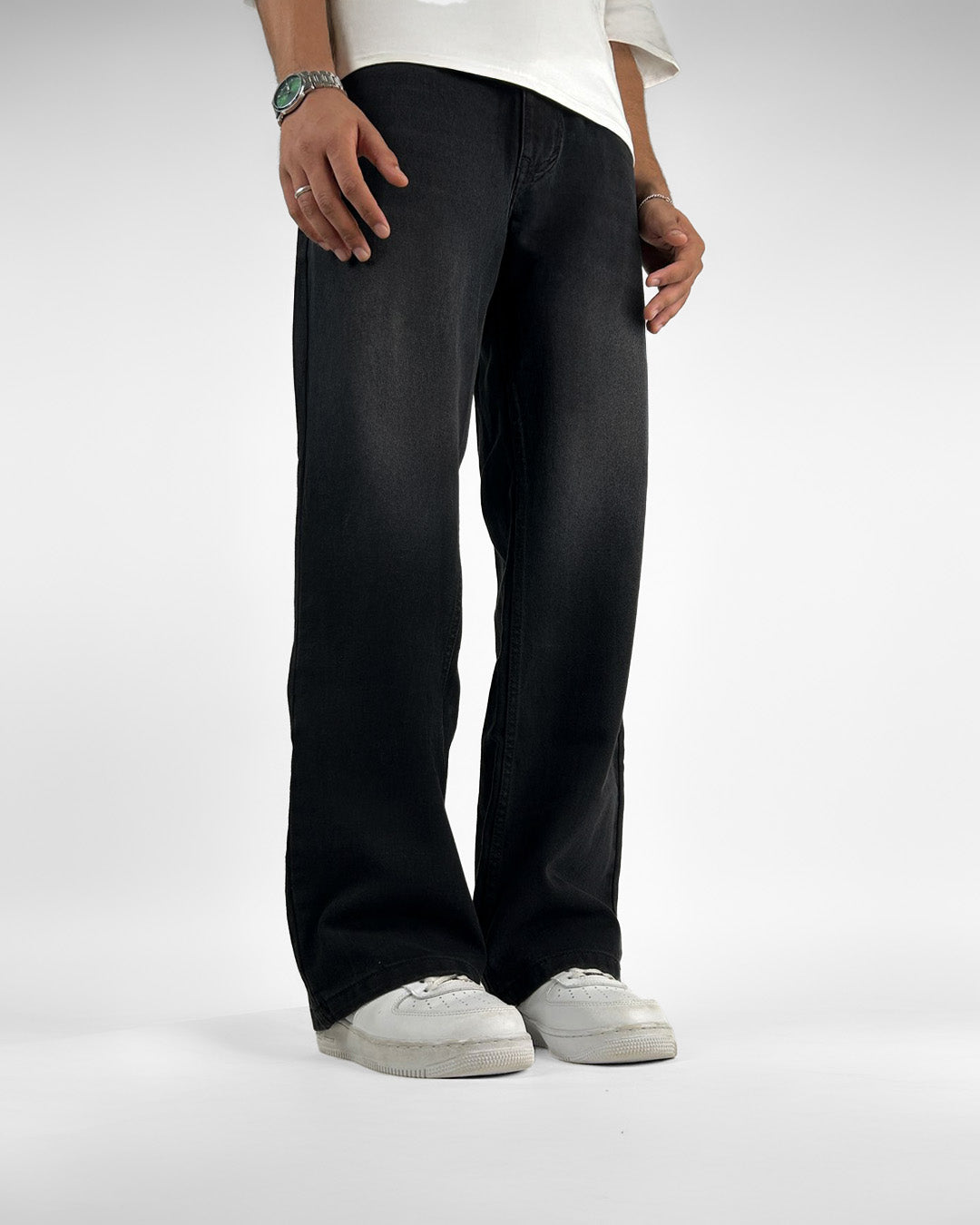 Charcoal Black Straight Cut Jeans
