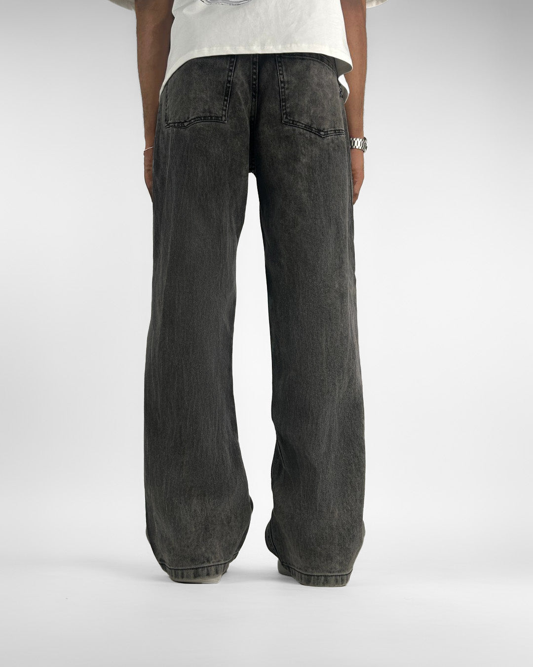 Washed Grey Straight Cut Jeans