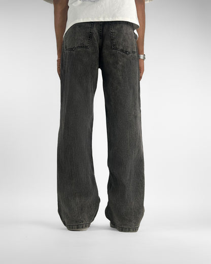Washed Grey Straight Cut Jeans