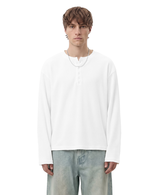 Not So Loud White Henley T-shirt