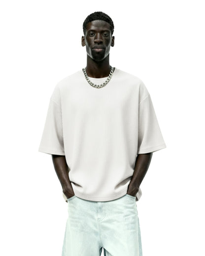 Cream Ribbed T-Shirt