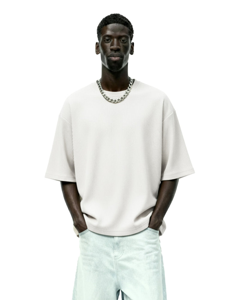 Cream Ribbed T-Shirt