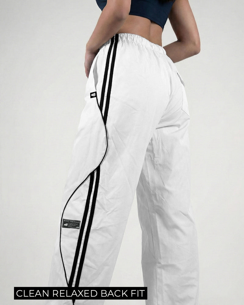 White Arc Parachute Pants