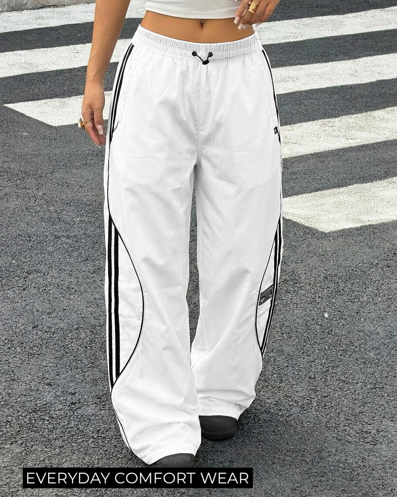 White Arc Parachute Pants