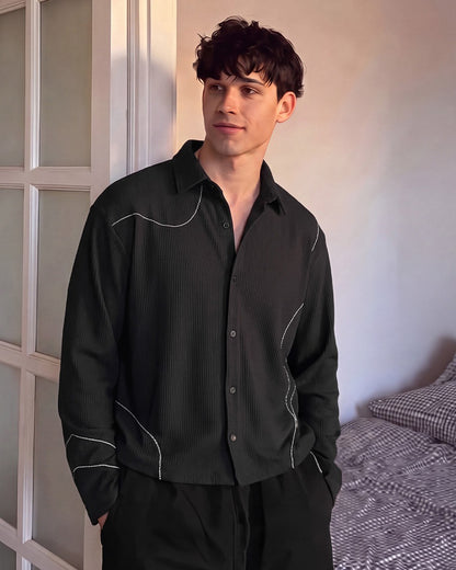 Infinite Black Ribbed Shirt