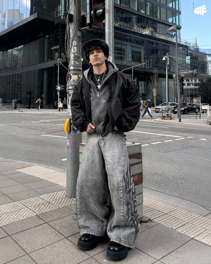 The Flex Symbol Grey Baggy Jeans