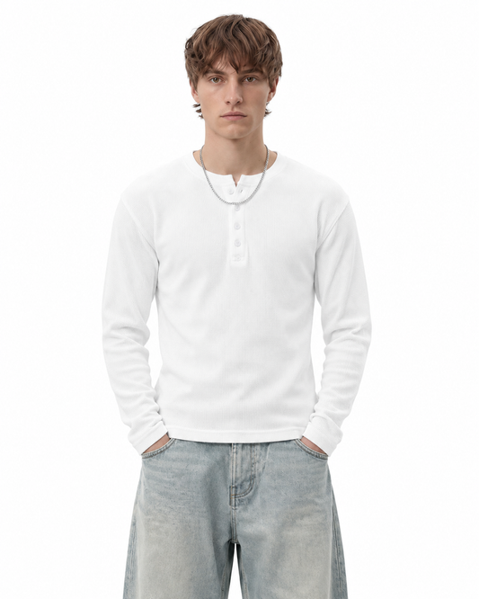 Not So Loud White Henley T-shirt