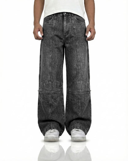 Zipper Denim Baggy Jeans