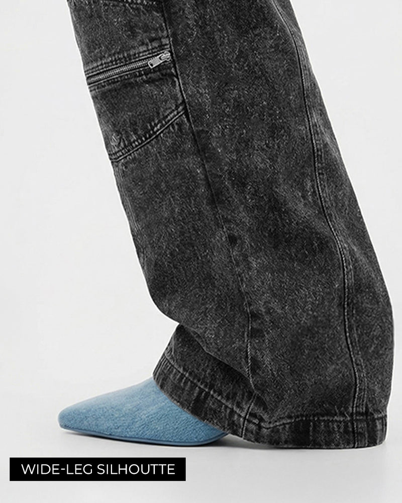 Zipper Denim Baggy Jeans