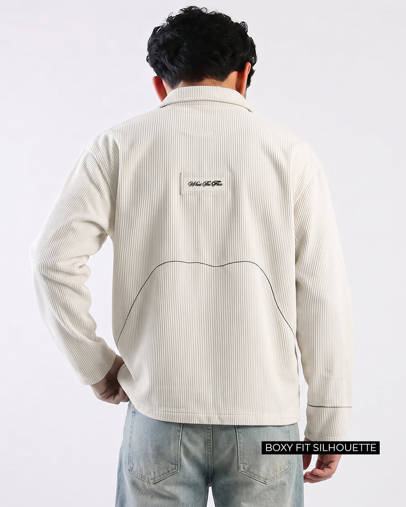 Abstract Off White Ribbed Shirt
