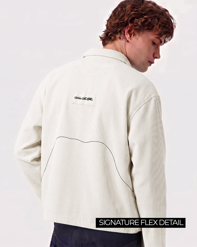Abstract Off White Ribbed Shirt