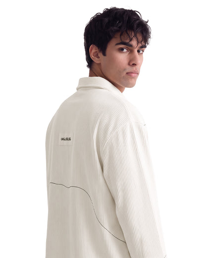 Abstract Off White Ribbed Shirt