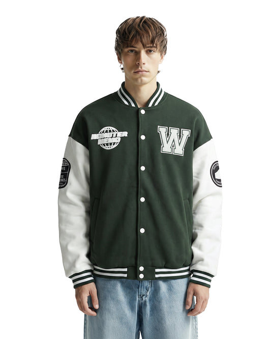 Aesthetic Awareness Green Varsity Jacket