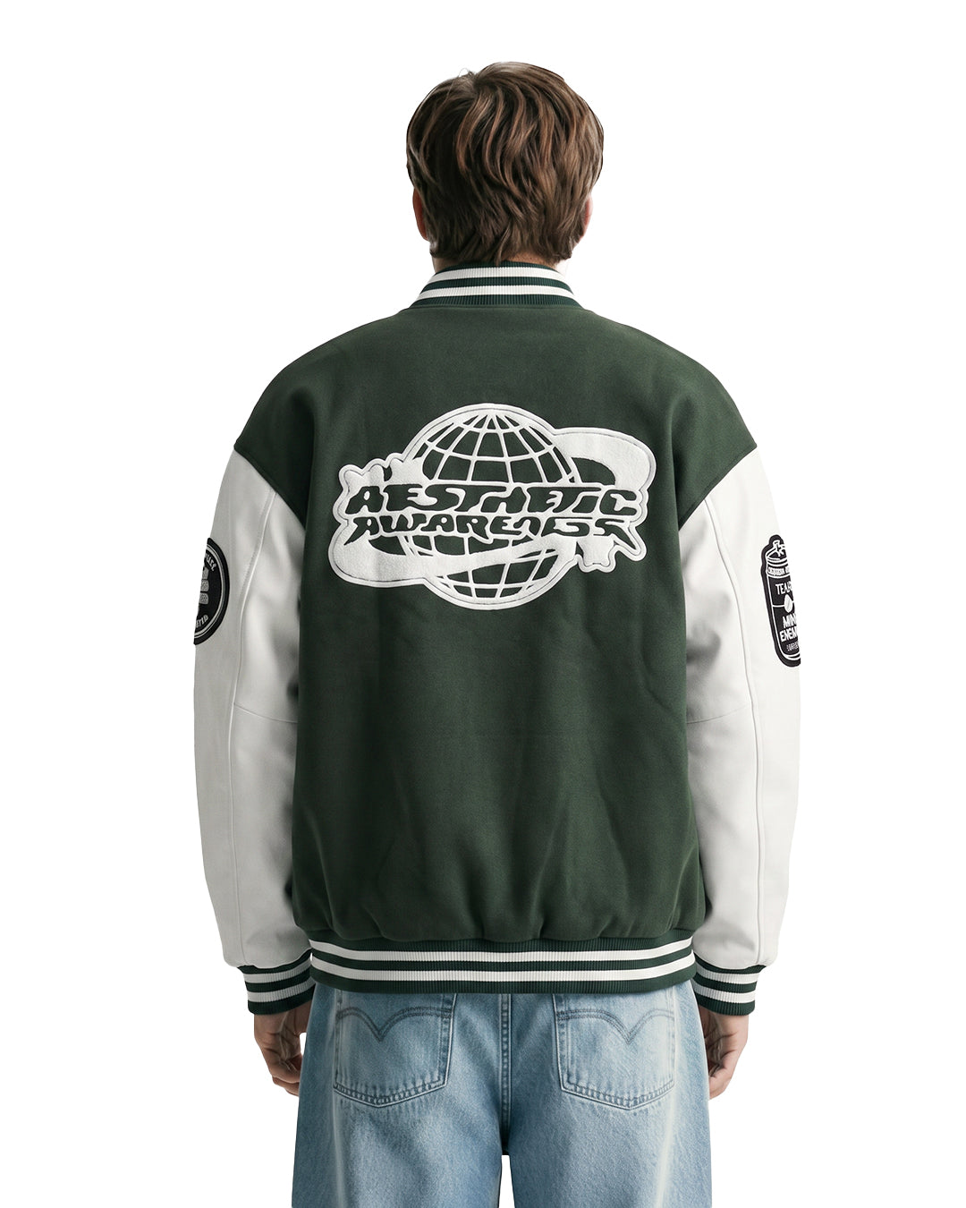 Aesthetic Awareness Green Varsity Jacket