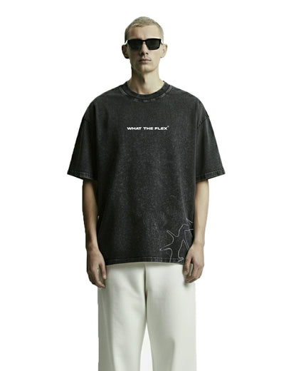 Apocalyptic Black Printed Acid Wash T-Shirt