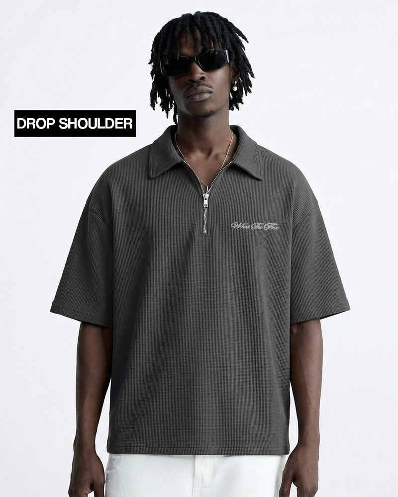 Grey Polo With Zip