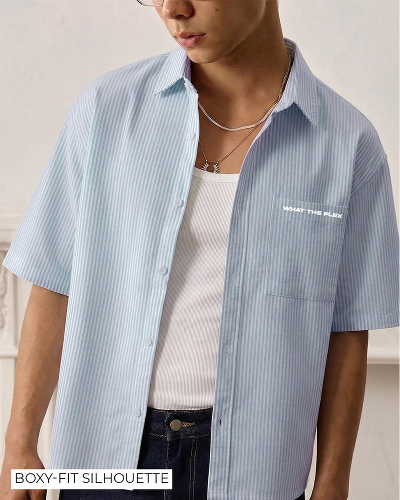Big Plans Blue and White Half Sleeves Striped Shirt