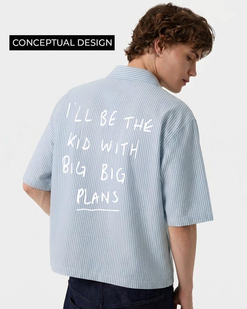 Big Plans Blue and White Half Sleeves Striped Shirt