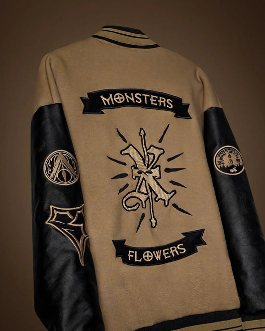 black and brown varsity jacket 