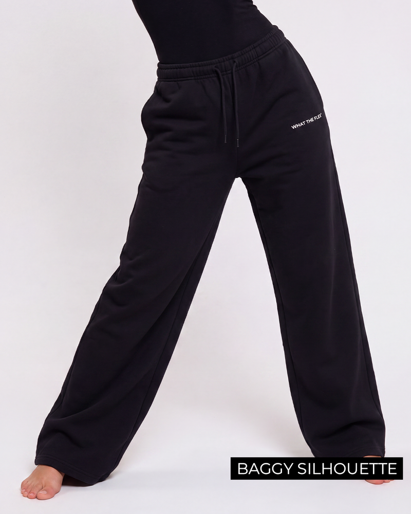 Black Essential Cotton Pants For Women.