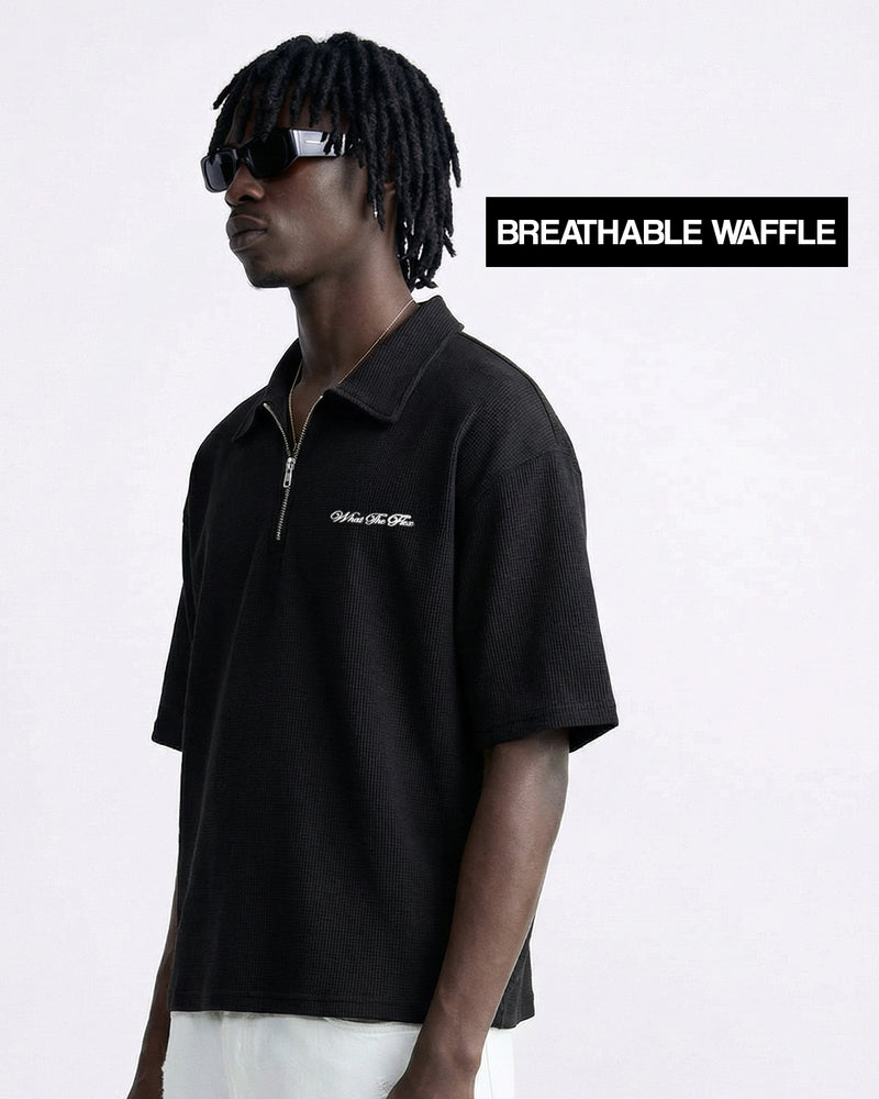 Ash Black Polo T-Shirt with Zip