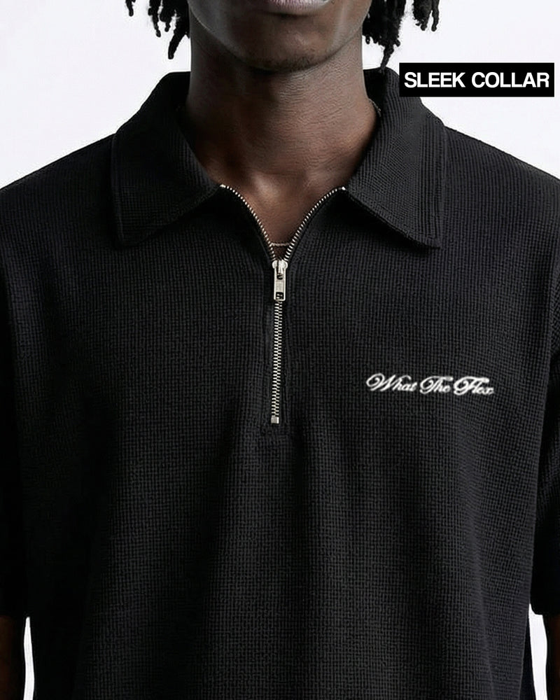 Ash Black Polo T-Shirt with Zip
