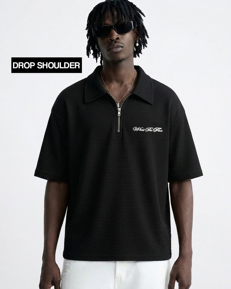 Ash Black Polo T-Shirt with Zip