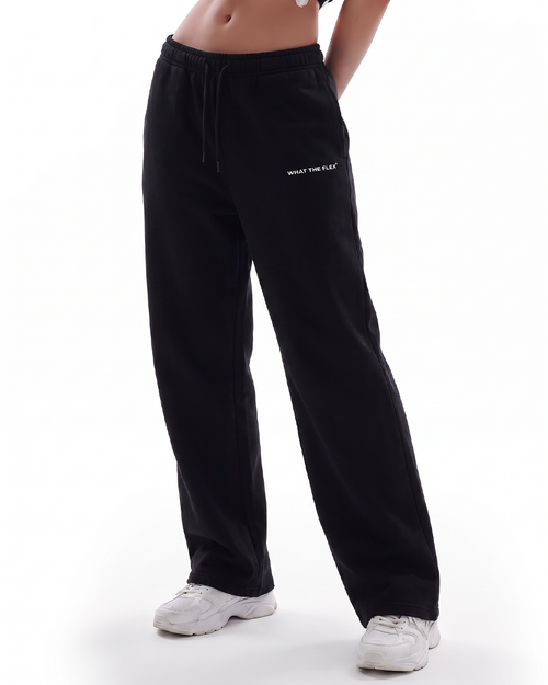 Black Essential Cotton Pants For Women.