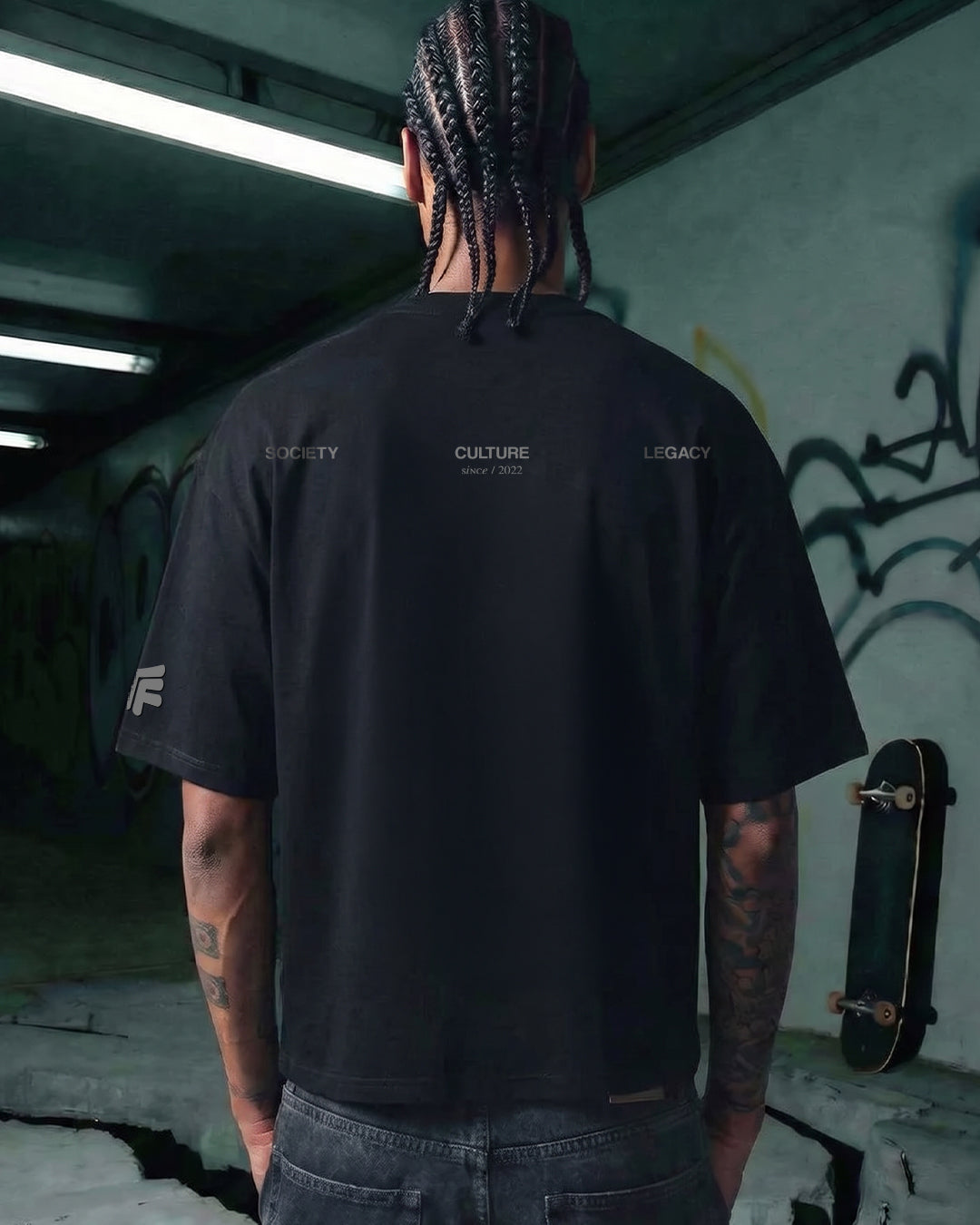 Raw Black Boxy-Fit T-Shirt