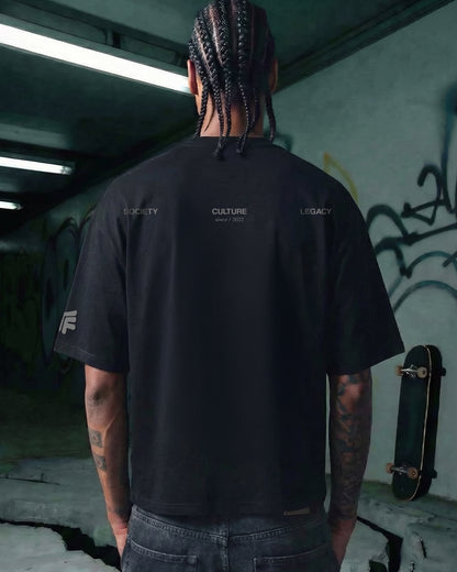Raw Black Boxy-Fit T-Shirt