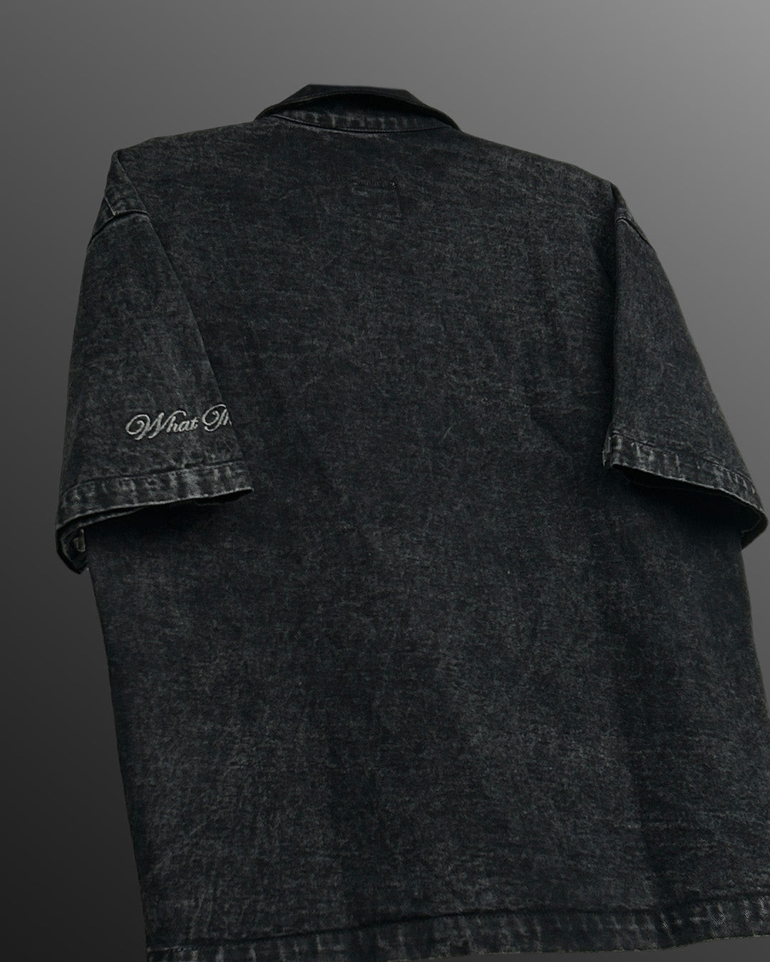 Black Heavy Stitched Denim Shirt