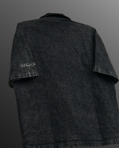 Black Heavy Stitched Denim Shirt