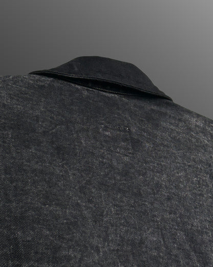 Black Heavy Stitched Denim Shirt