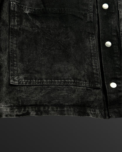 Black Long Sleeve Stitched Denim Overshirt
