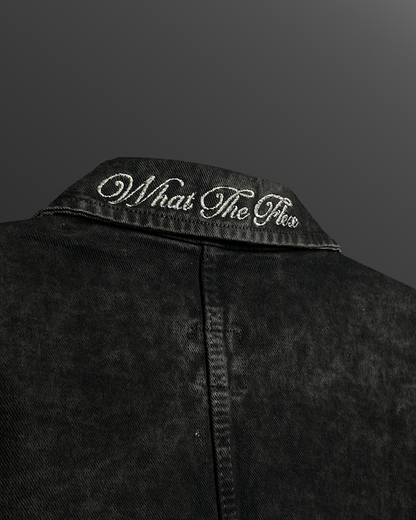 Black Stitched Denim Overshirt
