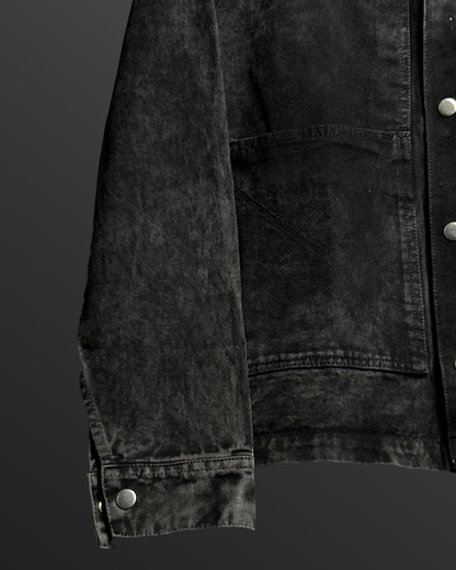 Black Stitched Denim Overshirt