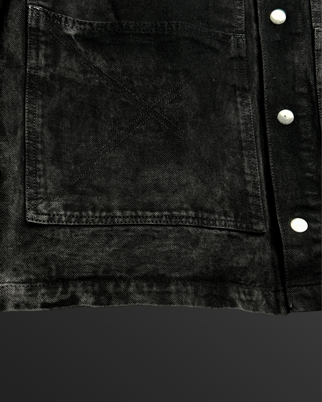 Black Stitched Denim Overshirt