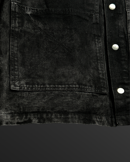 Black Stitched Denim Overshirt