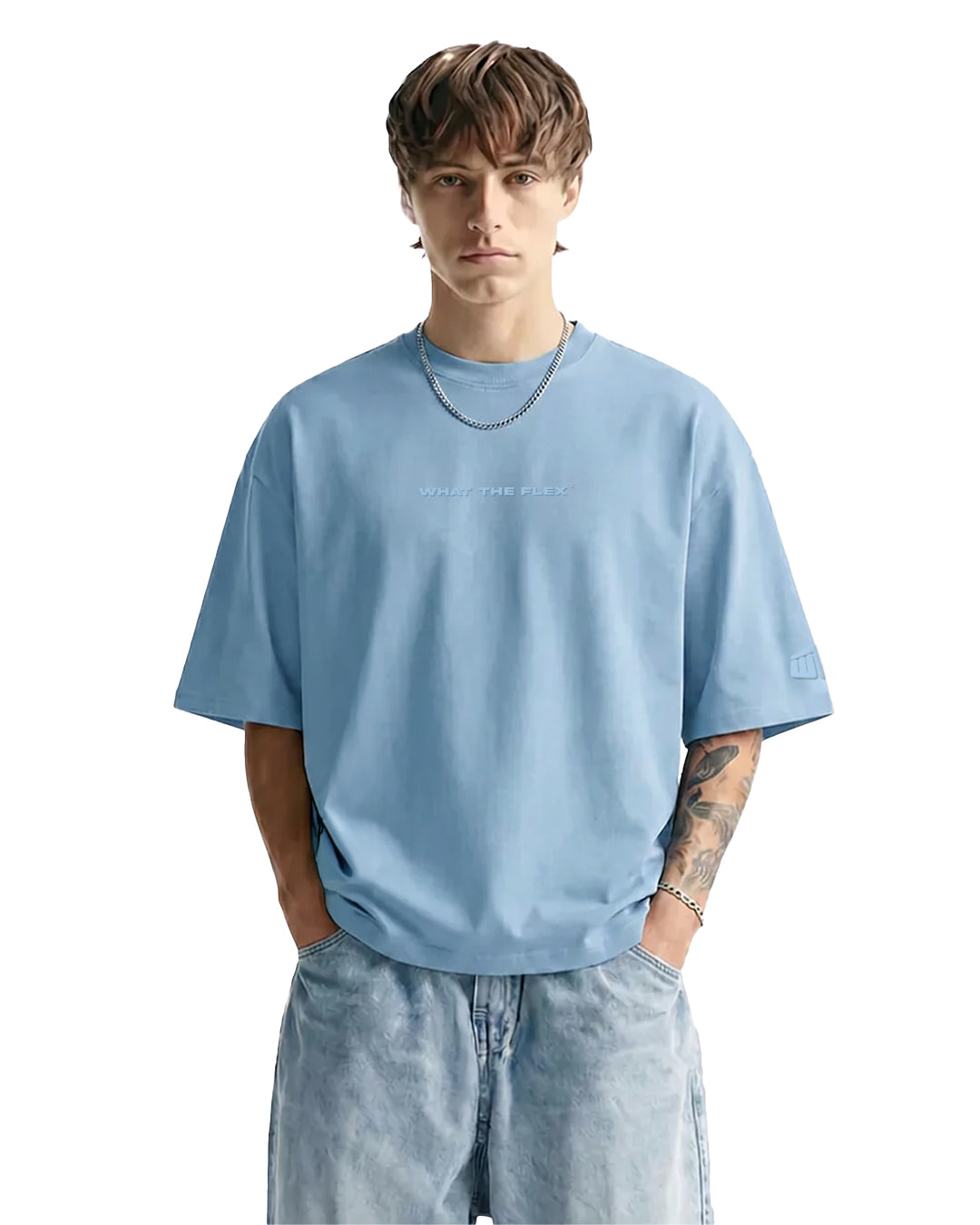 Raw Light Blue Boxy-Fit T-Shirt